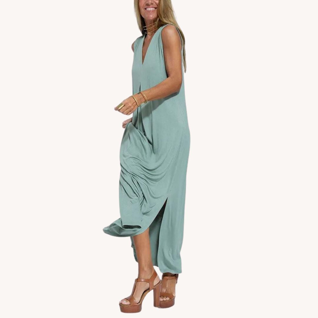 Katee - lang slankekjole og vestsett