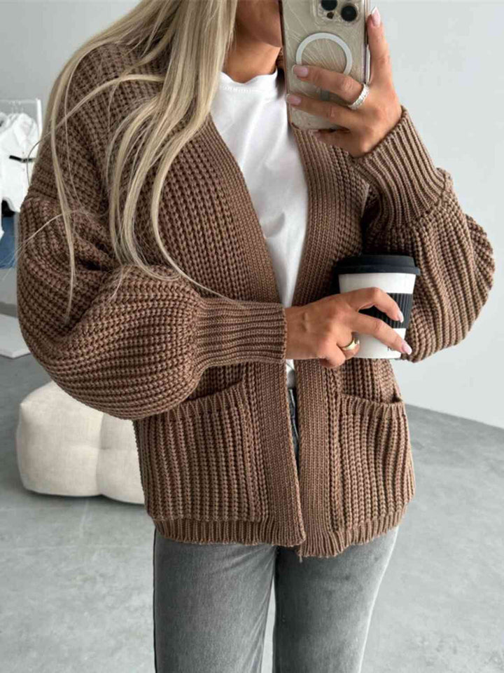 Elegant Åpen Front Cardigan med Senkede Skuldre for Uanstrengt Stil