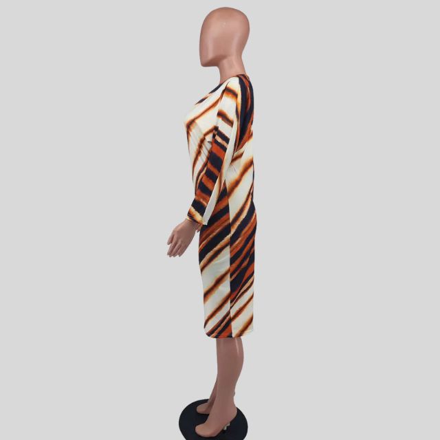 Cassandra - Tiger Stripe Off Shoulder Bodycon-kjole