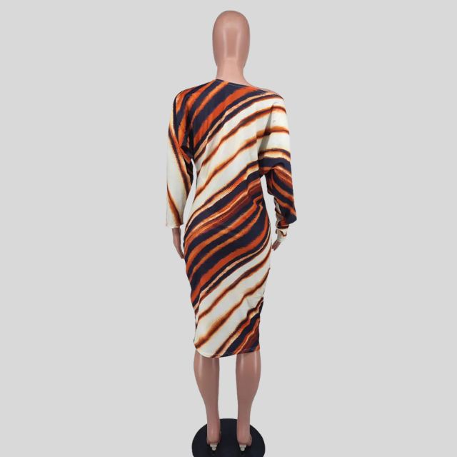 Cassandra - Tiger Stripe Off Shoulder Bodycon-kjole