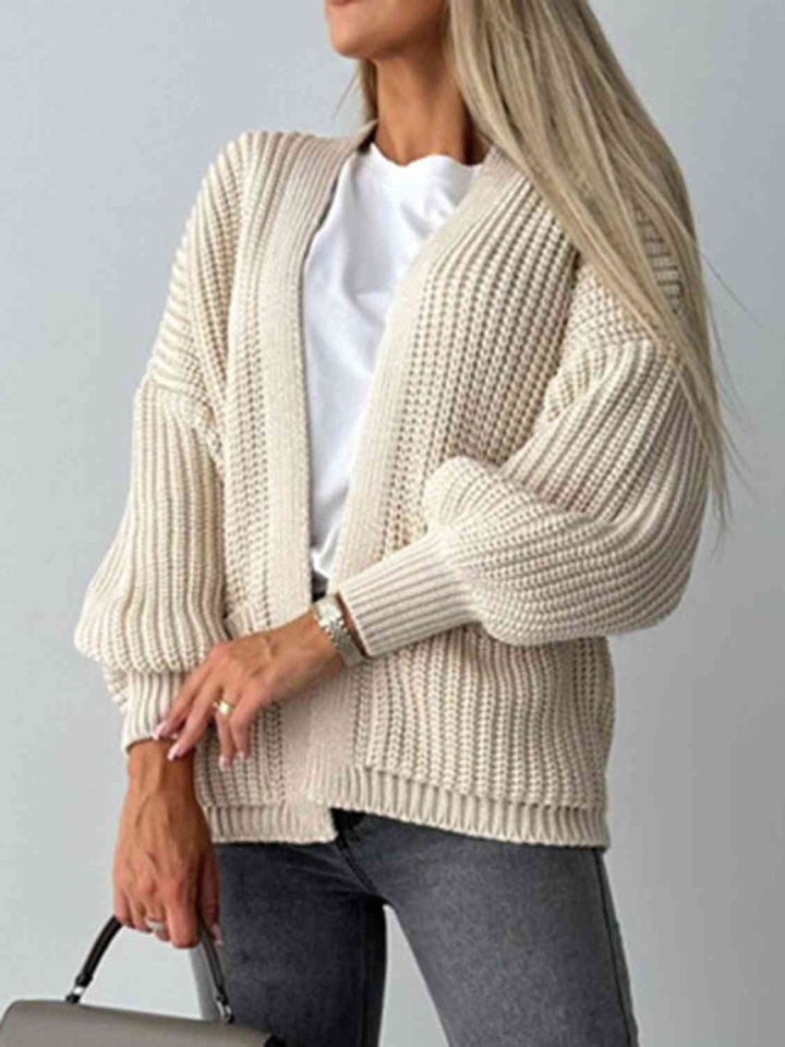 Elegant Åpen Front Cardigan med Senkede Skuldre for Uanstrengt Stil