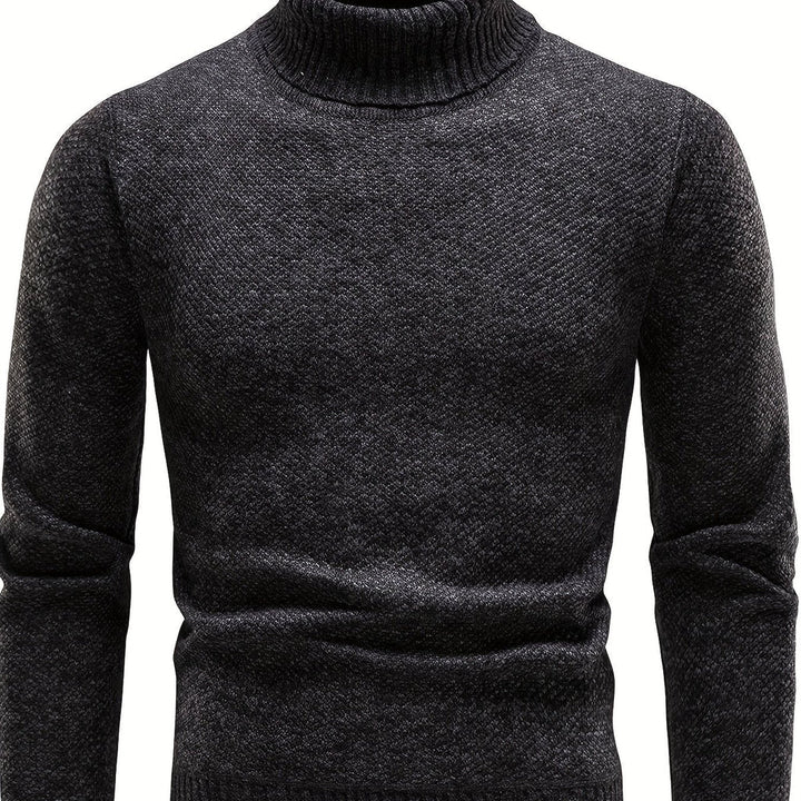 Høst- og Vinter Strikket Pullover med Høy Hals - Behagelig og Slim Fit for Menn