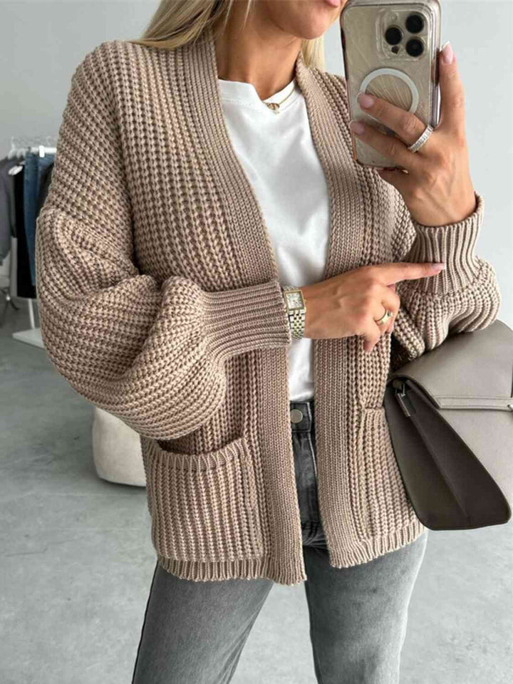 Elegant Åpen Front Cardigan med Senkede Skuldre for Uanstrengt Stil