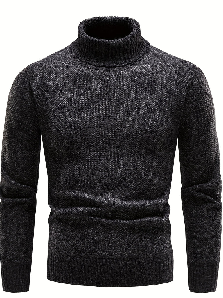 Høst- og Vinter Strikket Pullover med Høy Hals - Behagelig og Slim Fit for Menn