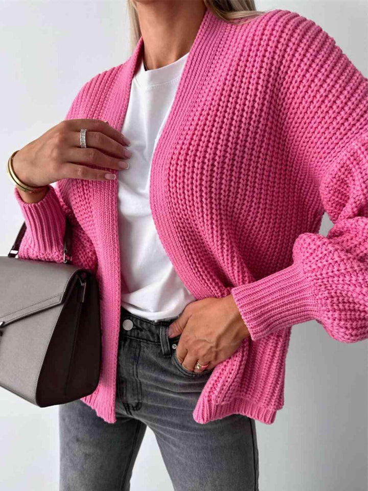 Elegant Åpen Front Cardigan med Senkede Skuldre for Uanstrengt Stil