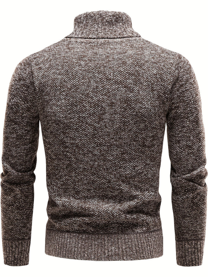 Høst- og Vinter Strikket Pullover med Høy Hals - Behagelig og Slim Fit for Menn