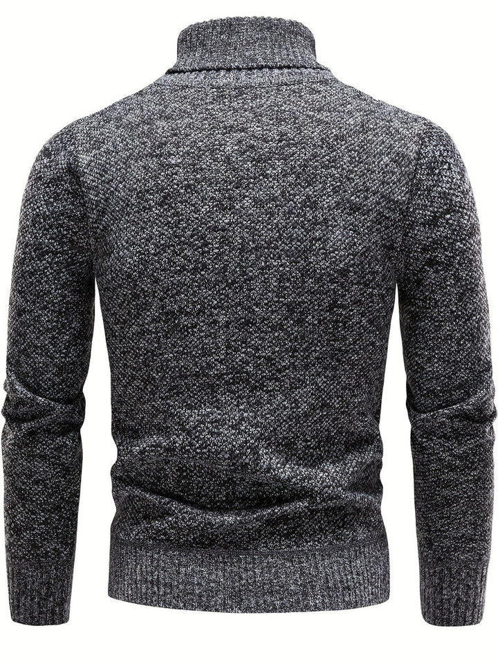 Høst- og Vinter Strikket Pullover med Høy Hals - Behagelig og Slim Fit for Menn