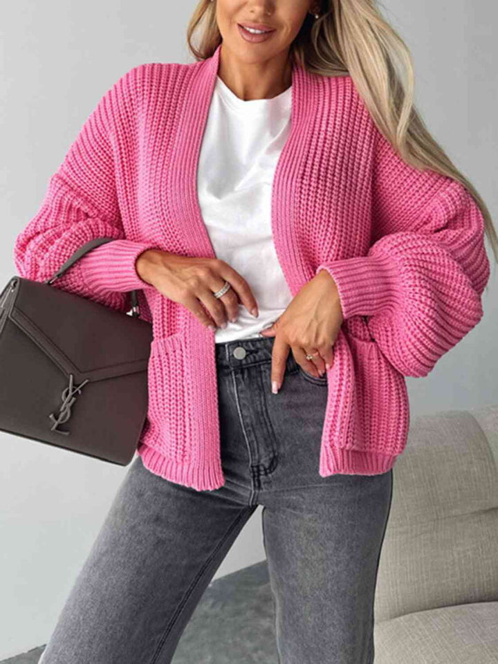 Elegant Åpen Front Cardigan med Senkede Skuldre for Uanstrengt Stil