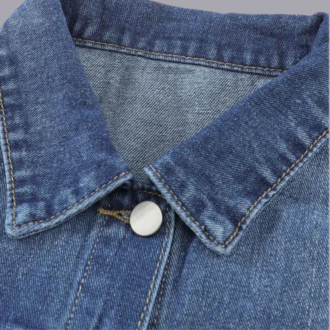 Jade - Lapel Distressed Raw Hem Buttons Denimjakke