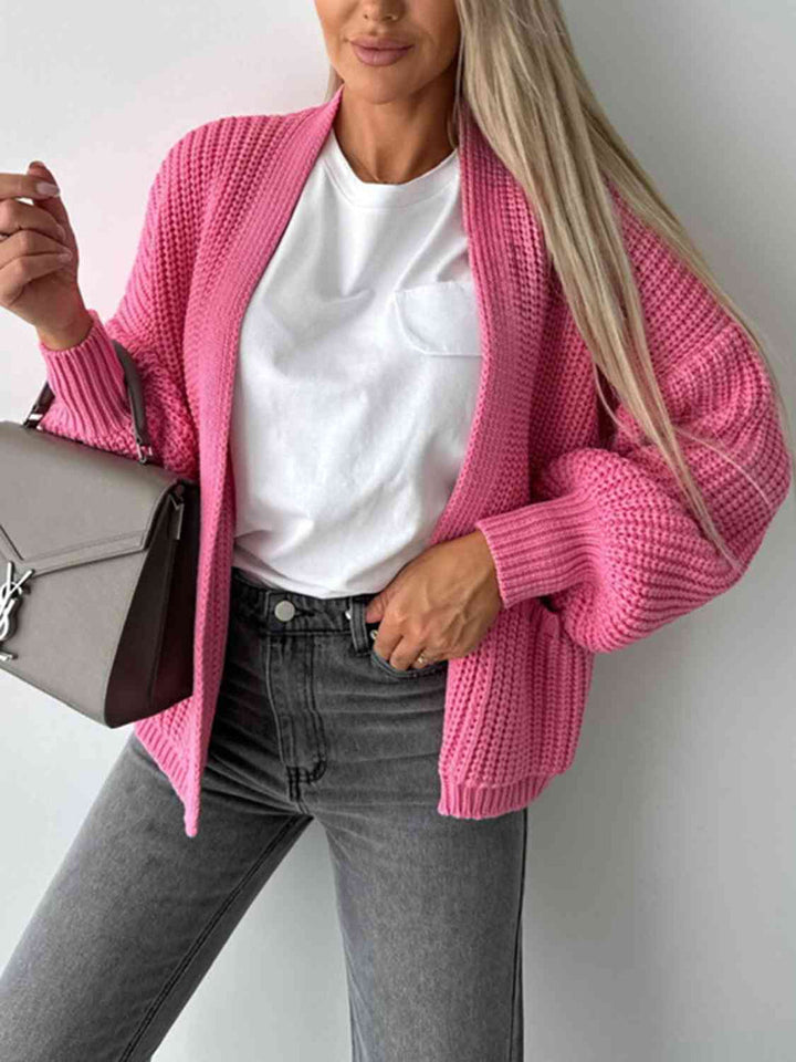 Elegant Åpen Front Cardigan med Senkede Skuldre for Uanstrengt Stil