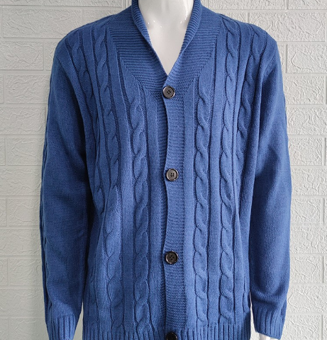 blaue Strickjacke für Herren Vorderansicht