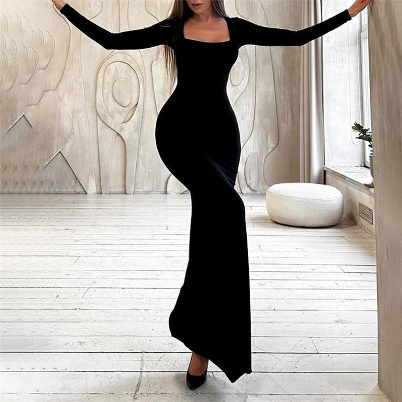 Victoria - Elegant bodycon maxikjole med lange ermer