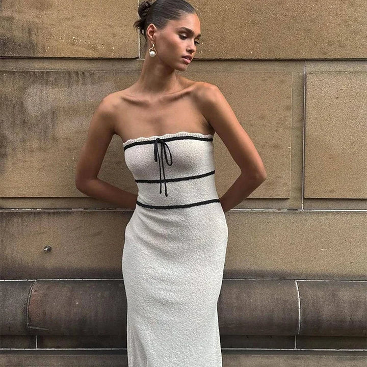 Olivia - Elegant bandeau topp og maxi skjørt ensemble