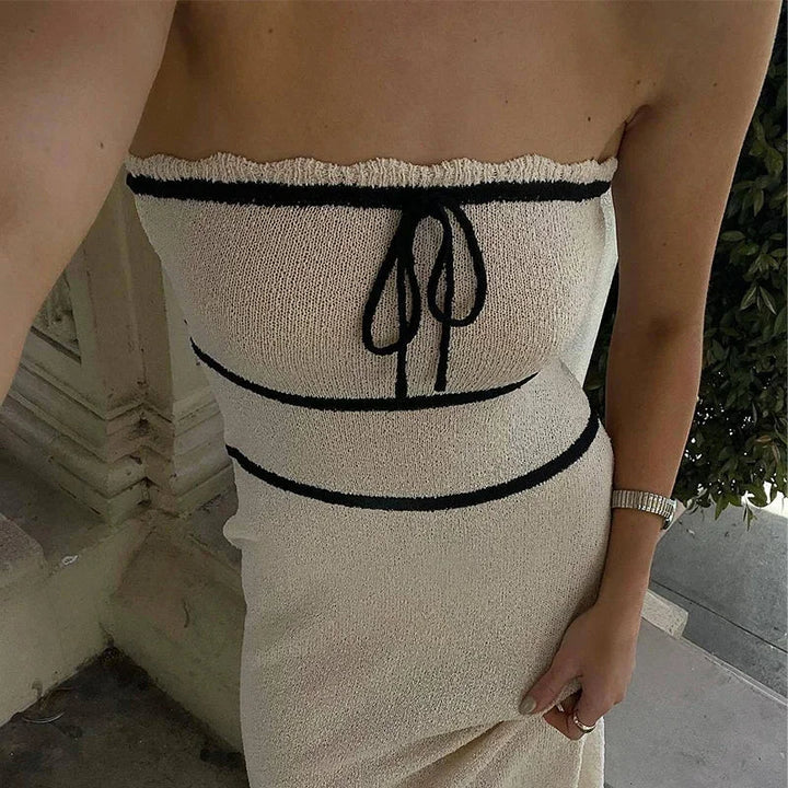 Olivia - Elegant bandeau topp og maxi skjørt ensemble