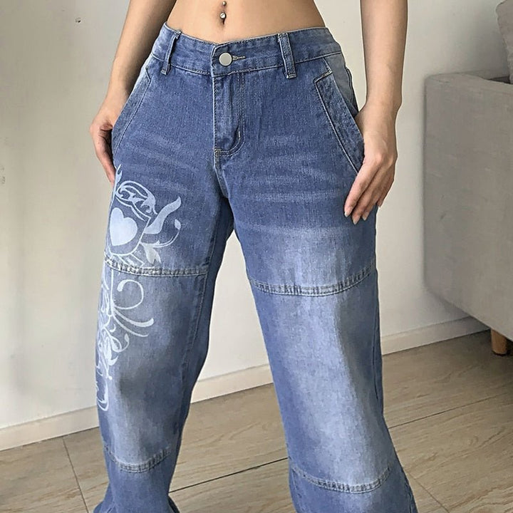 Evelyn - Løse jeans med broderte aksenter